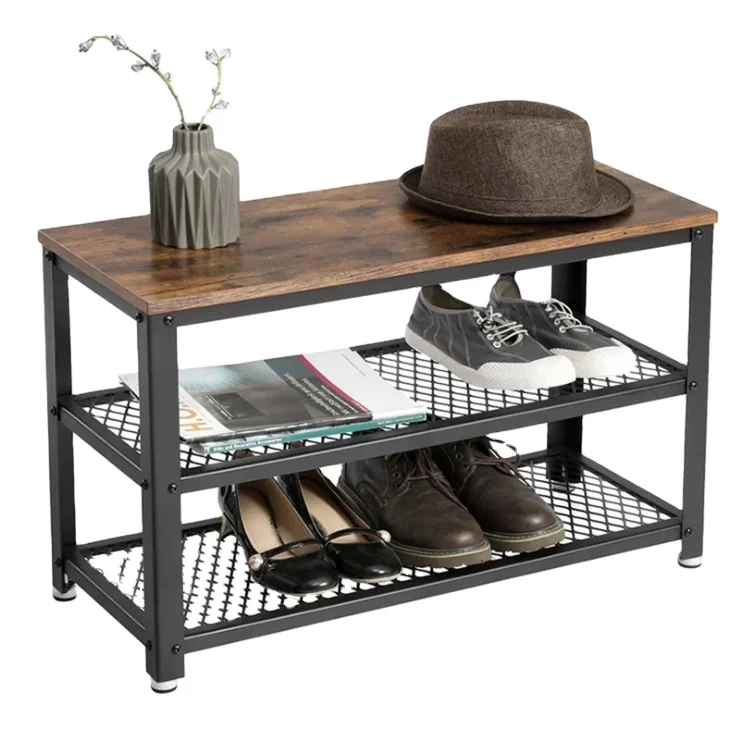 Simple Multilayer Metal Shoe Cabinet Economical Indoor Storage Door for Small Space Dustproof Entrance Stool Small Shoe Rack