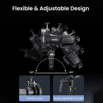 GODOX S3 Speedlite Bracket,   ,Bowens Mount Holder, Adjustment Angle±90°,Umbrella Hole, S3 Bracket detail image