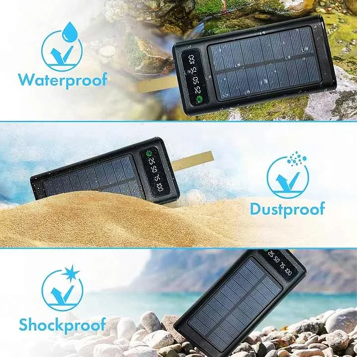 Manufacturer Solar Power Bank with Flashlight and Cables 60000mah Powerbank 100000mAh Solar Charger Solar Power Banks for Phones