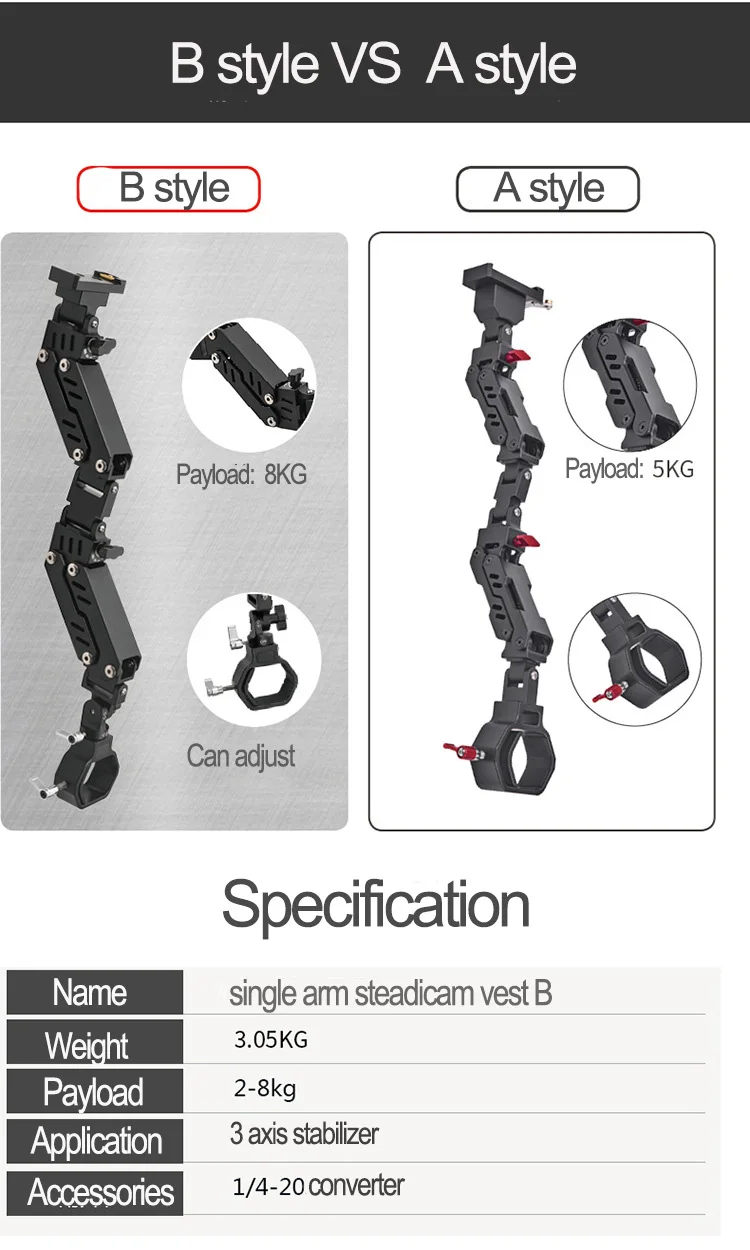 Max Payload 8kg Handsfree Camera Stabilizer - Steadicam Vest