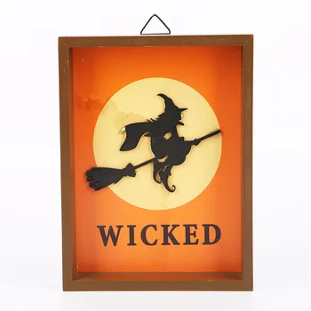 Halloween witch pattern box vintage wood wall hanging decor halloween home decor