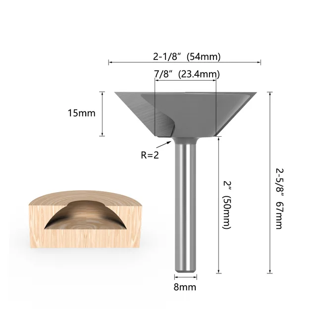 Woodworking Router Bits Milling Cutter 8mm Shank Base Cutter Gray Engraving Machine Bit Trimming