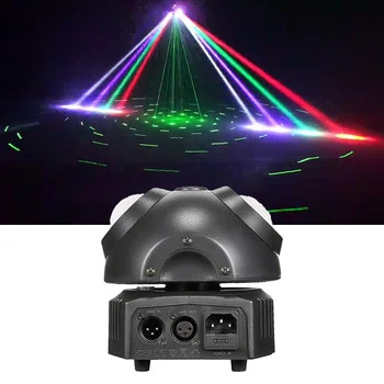 Guangzhou Stage Light Disco DJ Rotary Lazer + RGB Beam Strobe Green Lazer DMX512 Light Projector Wedding Christmas