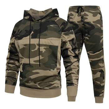 Wholesale Oversized Tracksuit High Quality Sweatsuit Hoodie And Jogger Set camo Mens Hoodies Set