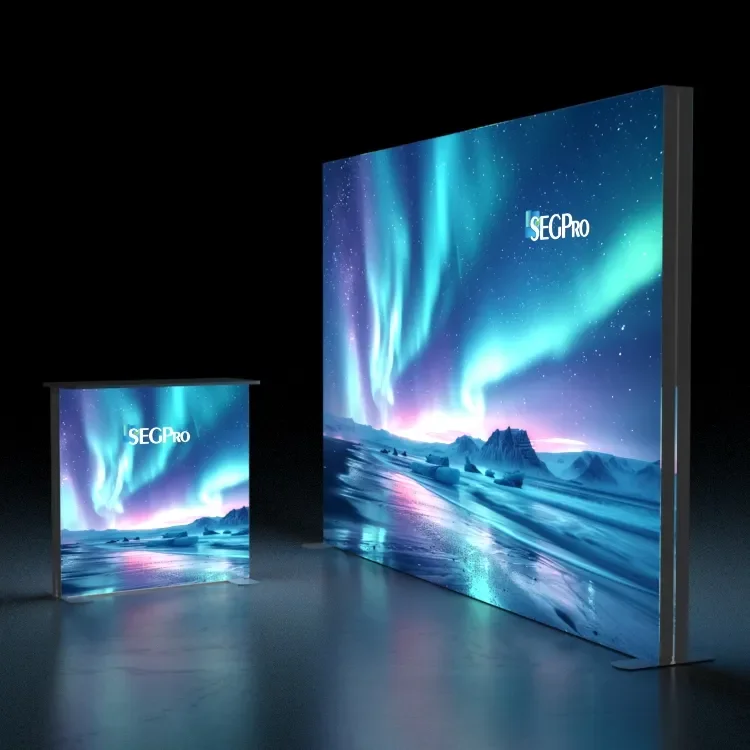 10x10 רגל מודל חדש מודולרי תכנון קל להרכבה נייד מסגרת אלומיניום SEG טקסטיל מתוח עם תאורה LED מסך תצוגה למחצה