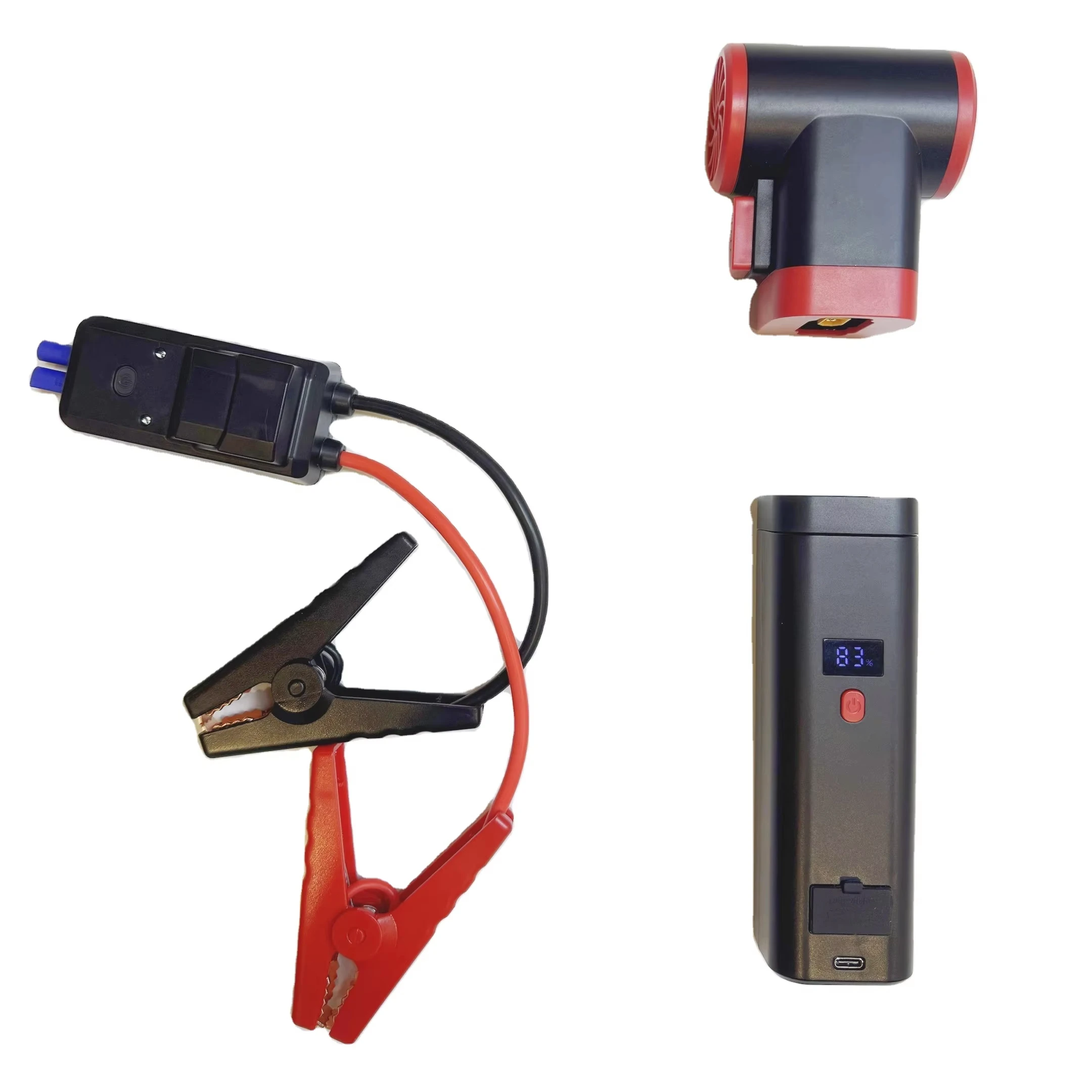 Démarreur de batterie rechargeable avec soufflette d'air détachable, affichage numérique pour moteurs essence et diesel, compresseur d'air au design nouveau PR