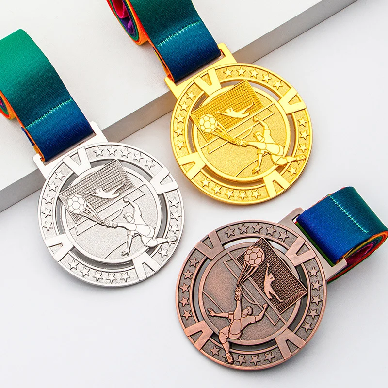 Custom Medal 3D Aurum Argentum Copper Marathon Award Medals Lusum cum Ribbon