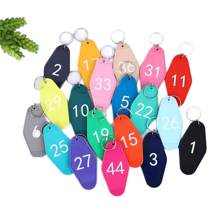 Atacado de Chaveiros em Branco para Motel Personalizados, Chaveiros Coloridos em Plástico com Impressão de Logotipo, Etiquetas e Argolas para Chaves de Hotel