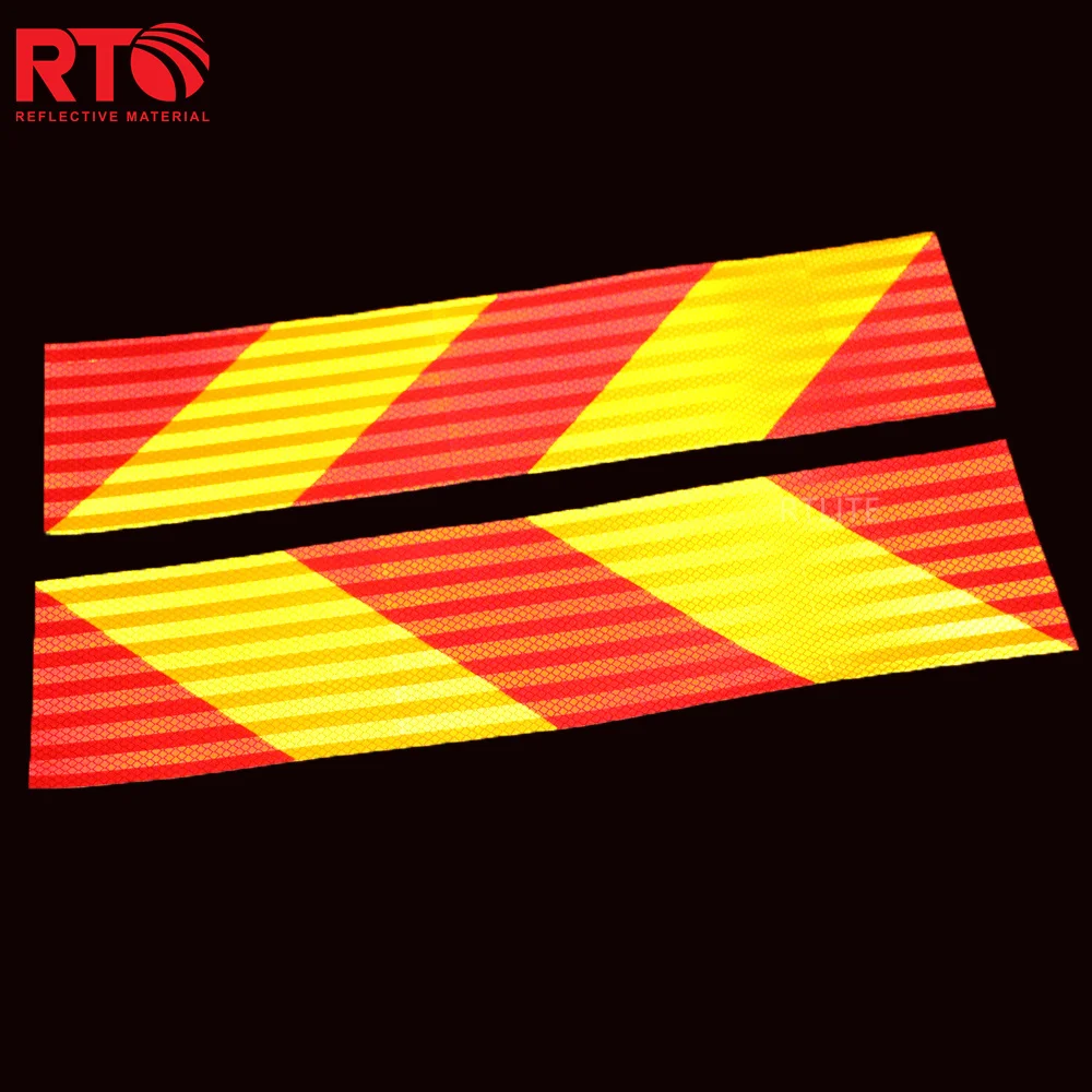 200mm X 1700mm Yellow Red Chevron Reflective Sticker Adhesive Vehicle Truck Bumper Sticker