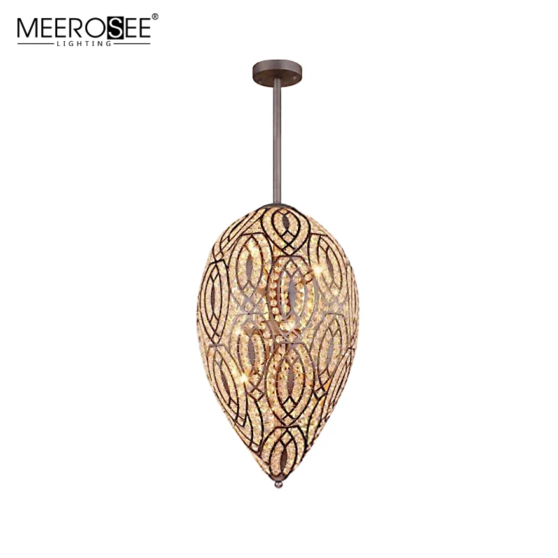 MEEROSEE Hot Selling Indoor Designs Pendant Light Staircase Single Small Pendant Stainless steel Crystal Hanging Lamp MD86719