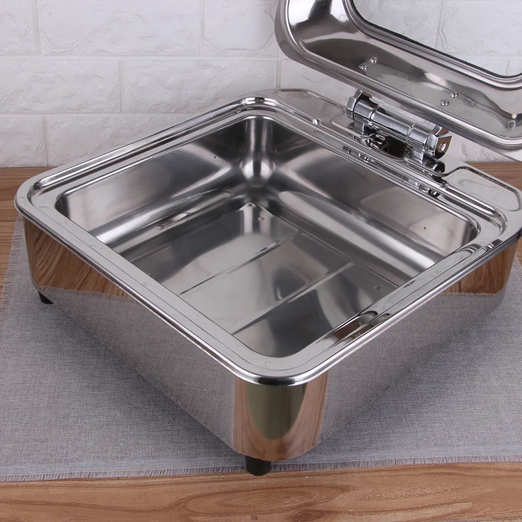 New Design Food Warmer Heater Chafer Dish Buffet Set Restaurant Square Stainless Steel Chafing Dish for Catering_12