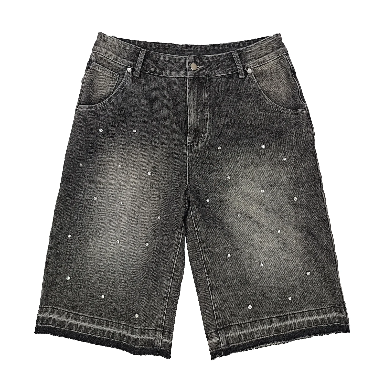 Rhinestone Shorts ハーフパンツ Rick風 y2k y2k オンブレチェック柄 ハーフパンツ シティーボーイ 刺繍