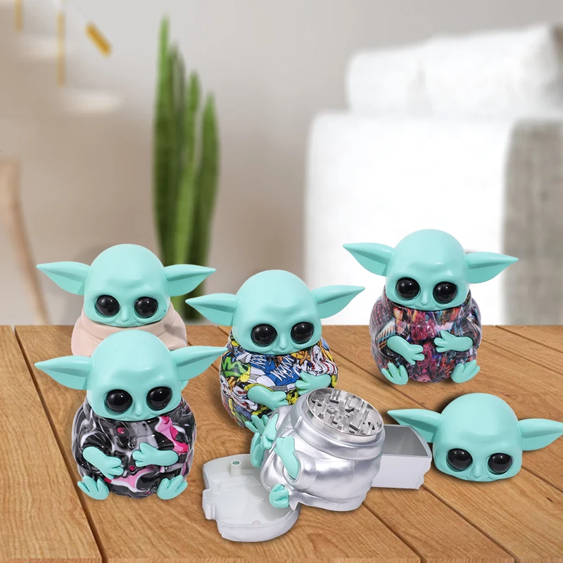 New Design Yoda Zinc Grinder With 4 Parts High Quality Creative Zinc