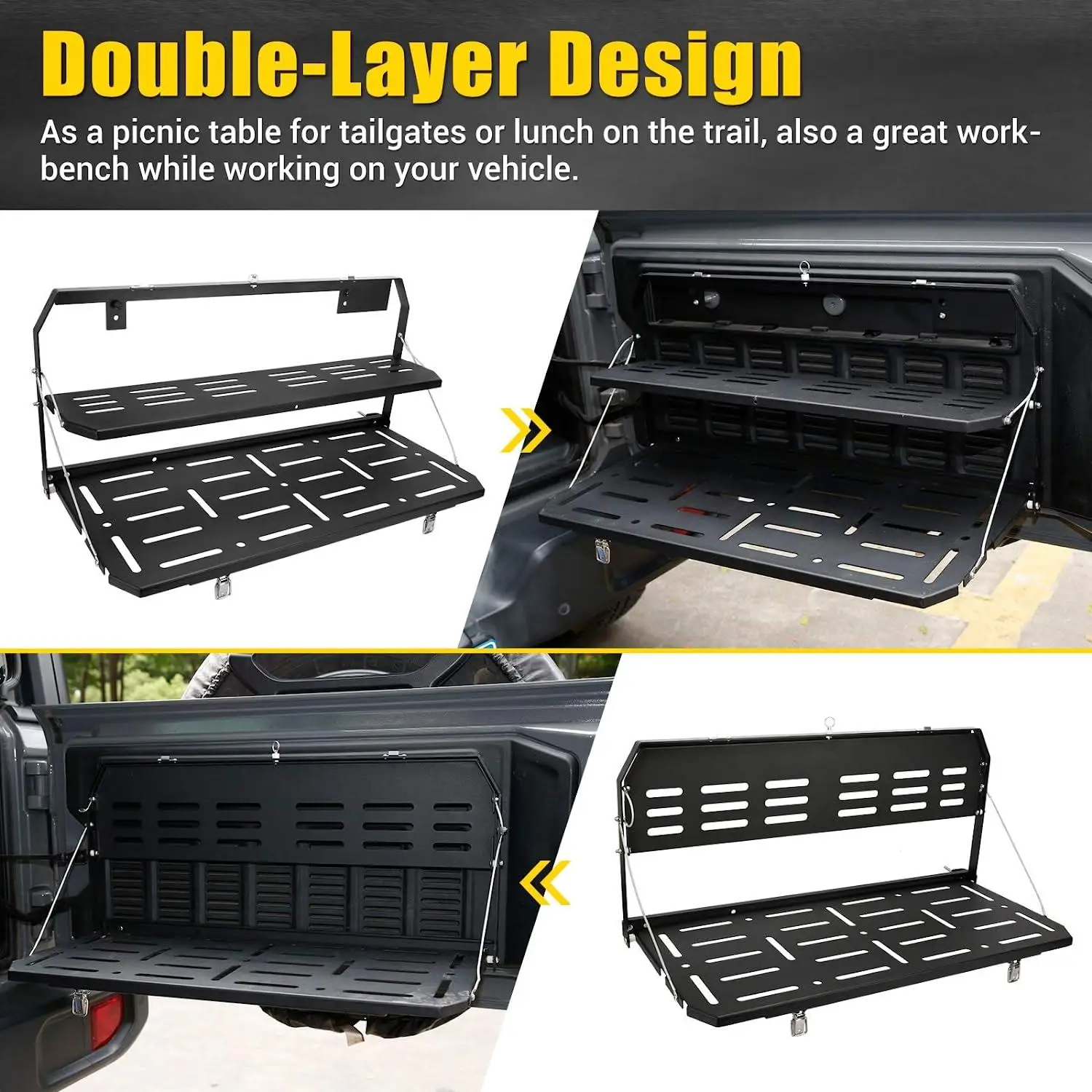 Double-layer Tailgate Foldable Cargo Shelf Storage Luggage Holder Table ...