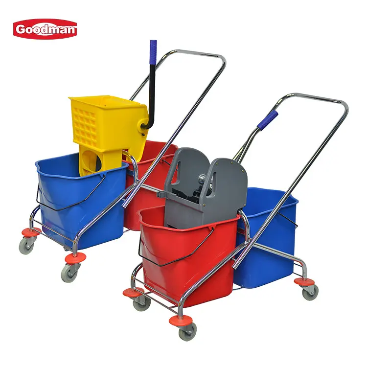 Commercial Floor Hygiene Solution Janitorial Cleaning Cart Squeeze Water Bucket Wringer Mop Trolley details