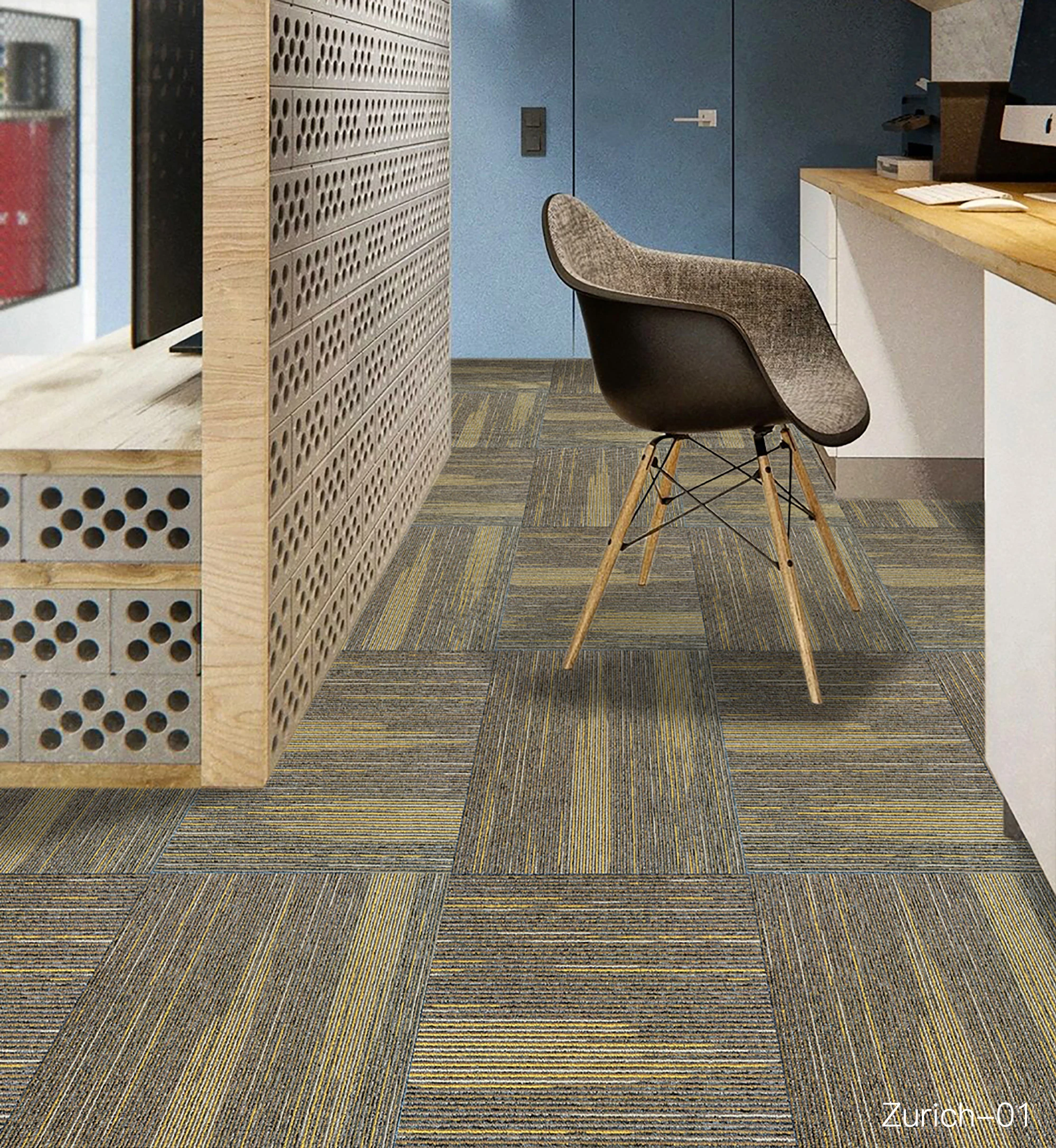 Modern Linearity Office Commercial Square Puzzle Carpet Tiles