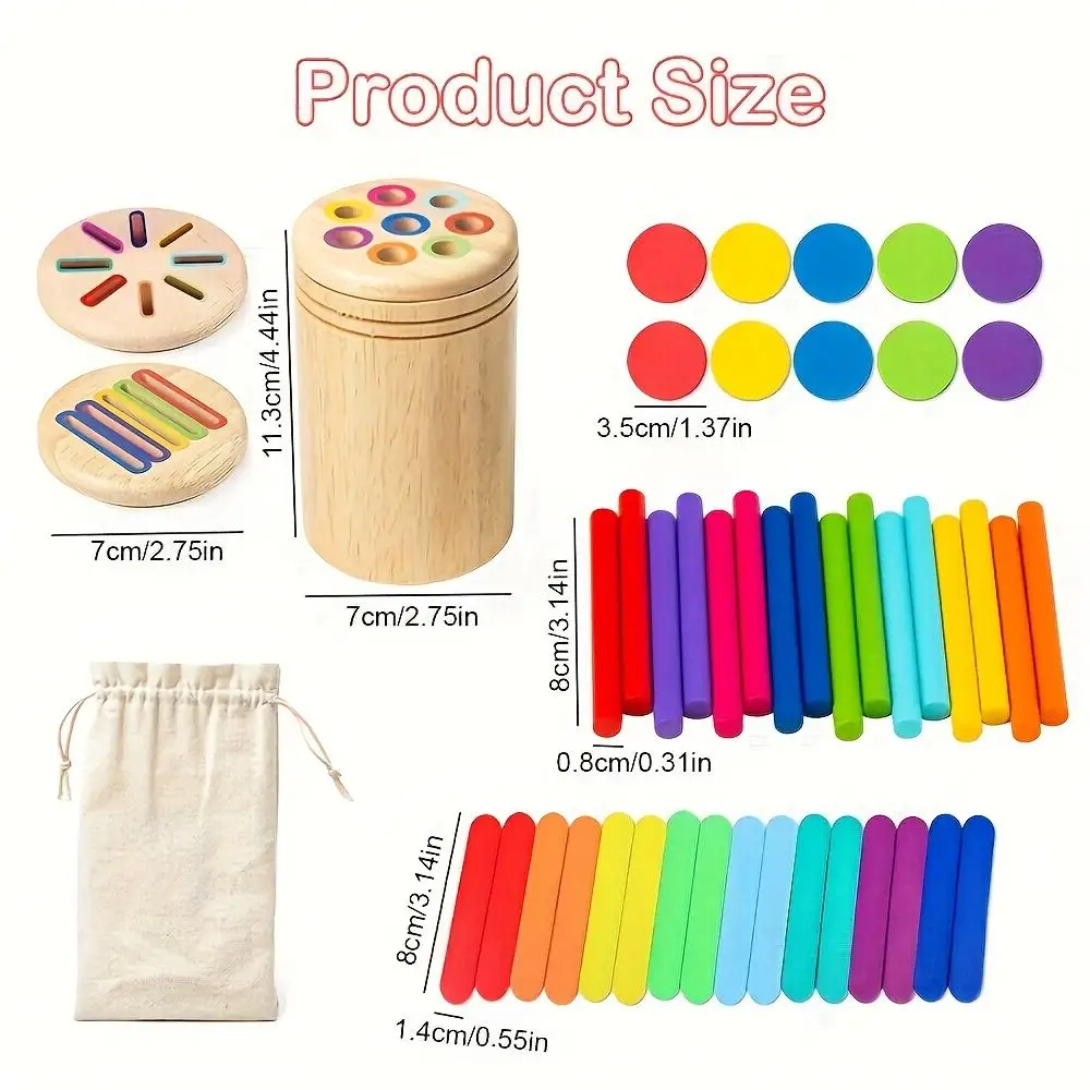 Baby Montessori Toys 3 in 1 Color Classification Cup Toddler Toys Activities Fine Motor Skills Sensory Wooden Toy for Children