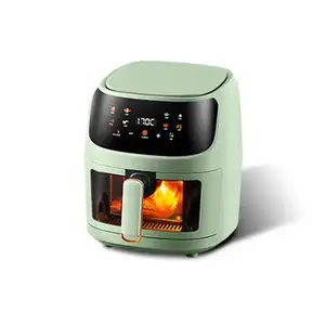 Private Label 6L LCD Display Electric Air Fryer Plastic Square Shape with Observation Window Oil-Free for Household Use