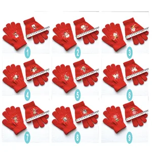 Fast Shipping High Quality Red Christmas Gift Designs Kids Winter Knitted Gloves Acrylic Fiber Hand Warm Mittens Outdoor Gloves