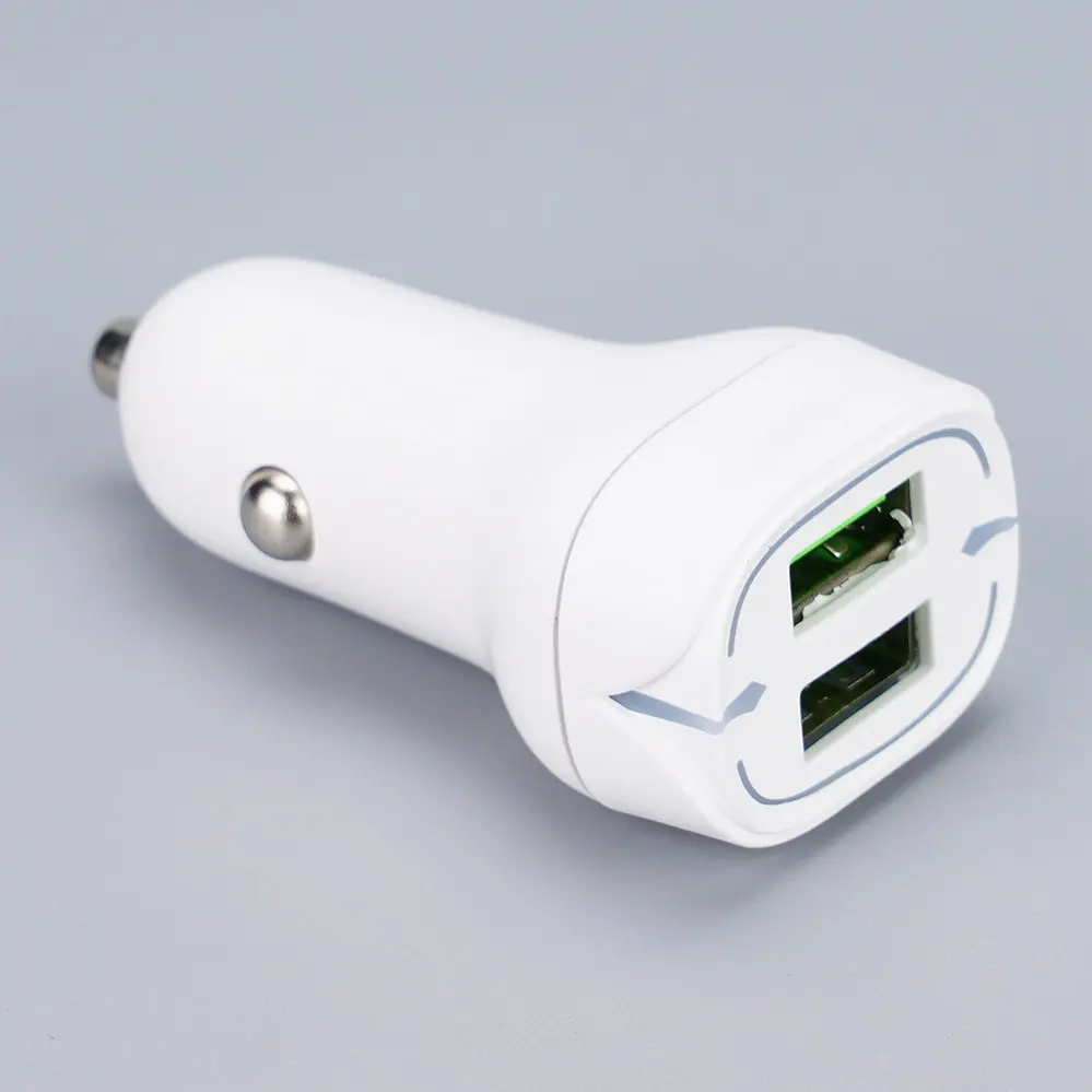  1 USB-A + 1 USB Type-C White With Indicating Light Square Car charger DC12V-24V 4092