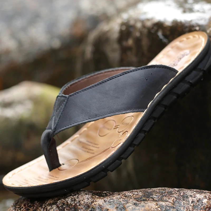 New Product Men Genuine Leather Slippers Casual Easy Wear