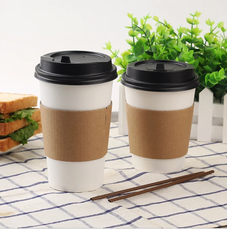 6oz 8oz 12 Oz 16 Oz Hot Beverage Disposable White Paper Coffee Cup with  Black Dome Lid and Kraft Sleeve Combo, Medium Grande - China 12oz  Disposable Paper Cups and Biodegradable Coffee