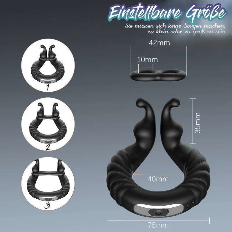 Cock Ring with 10 Vibration Modes Ring Vibrators with Testicles Vibration for /Perineum/Testicles Stimulation, Ring Stretchable