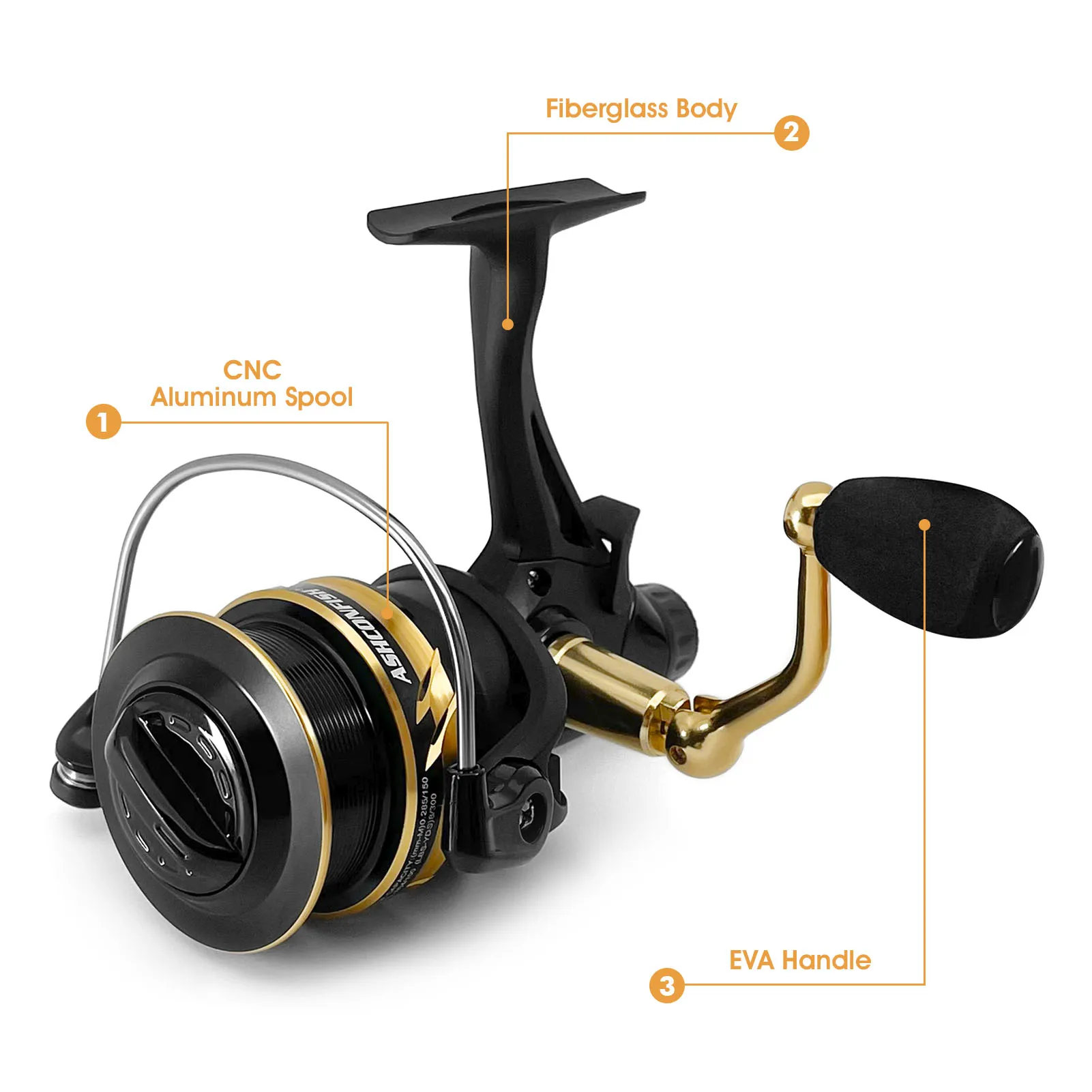 Ashconfish Metal Saltwater Fishing Reel 5000 Fishing Tackle For Carp ...