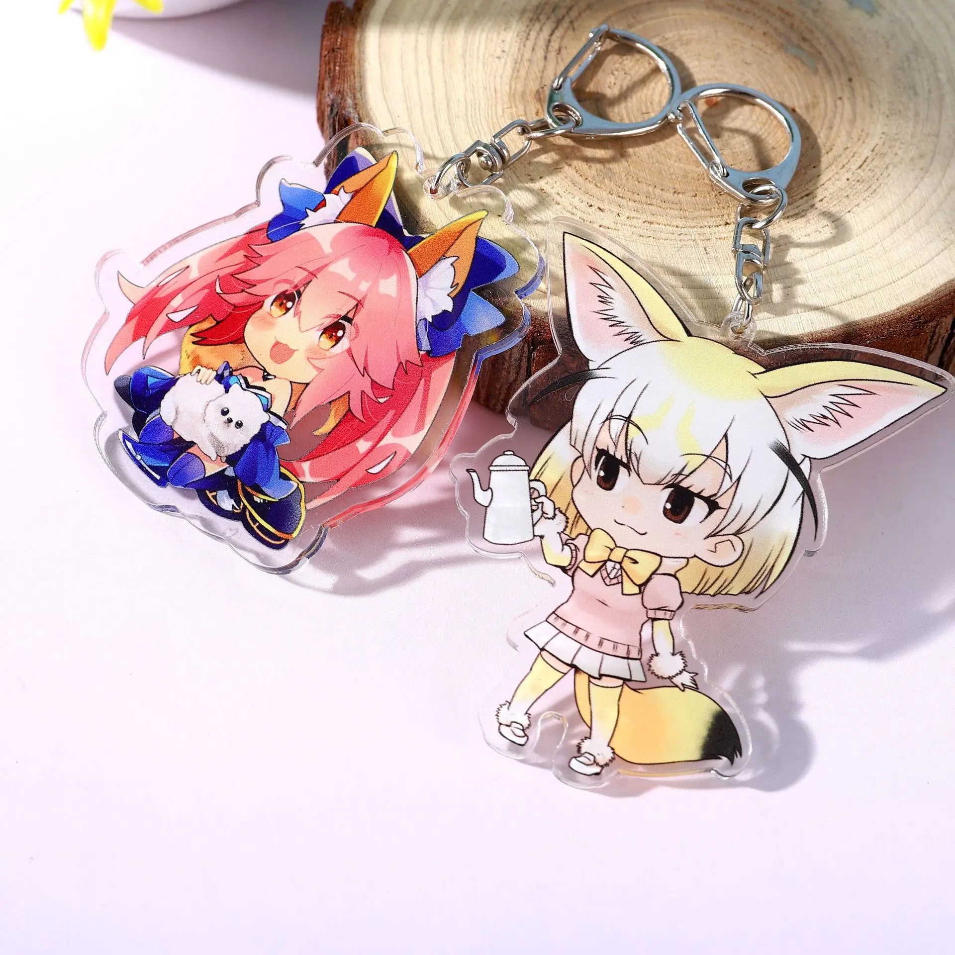 Custom Bulk Promotional Plastic Acrylic Clear Glitter Epoxy Anime Charm Keychain Acrylic Phone Pendant supplier