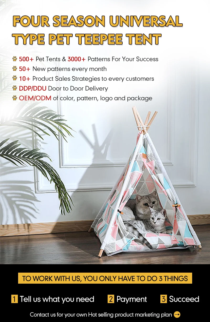 Hot outdoor foldable portable cat durable breathable dog bed teepee pet tent supplier