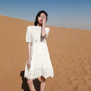 2026 Summer Ins Daily Outfit Recommendation White Fairy Beach Casual Dress 100% Cotton Natural Waistline Seaside Holiday Wear