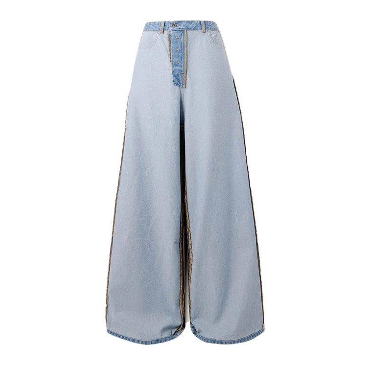 Custom Vintage Men's Oversized Baggy Jeans Cotton High Quality Denim Wide-Leg Straight Style Washed Streetwear Look