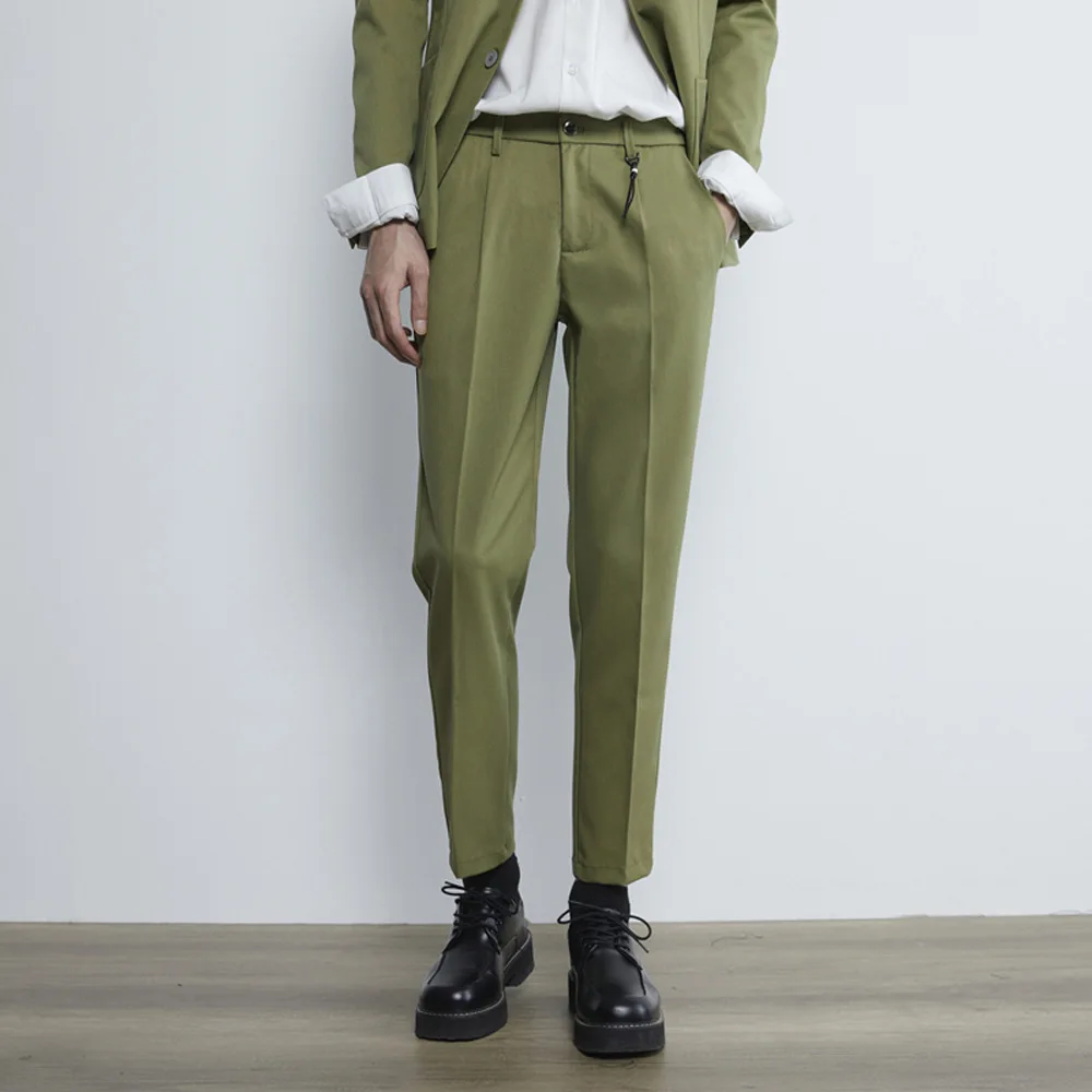 Casual pants men's new elastic non-iron pants men's ankle length elastic men's trousers