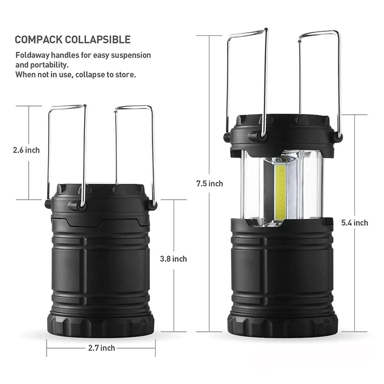 Battery Operated Powerful Survival Outdoor Mini COB LED Collapsible Camping Light
