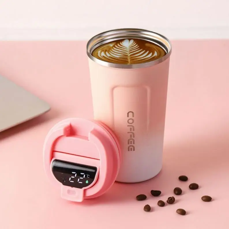Temperature Display Indicator Sipper 380ML 510ML Vacuum Insulated Stainless Steel Tea Coffee Mug Thermos Flask Travel Mug