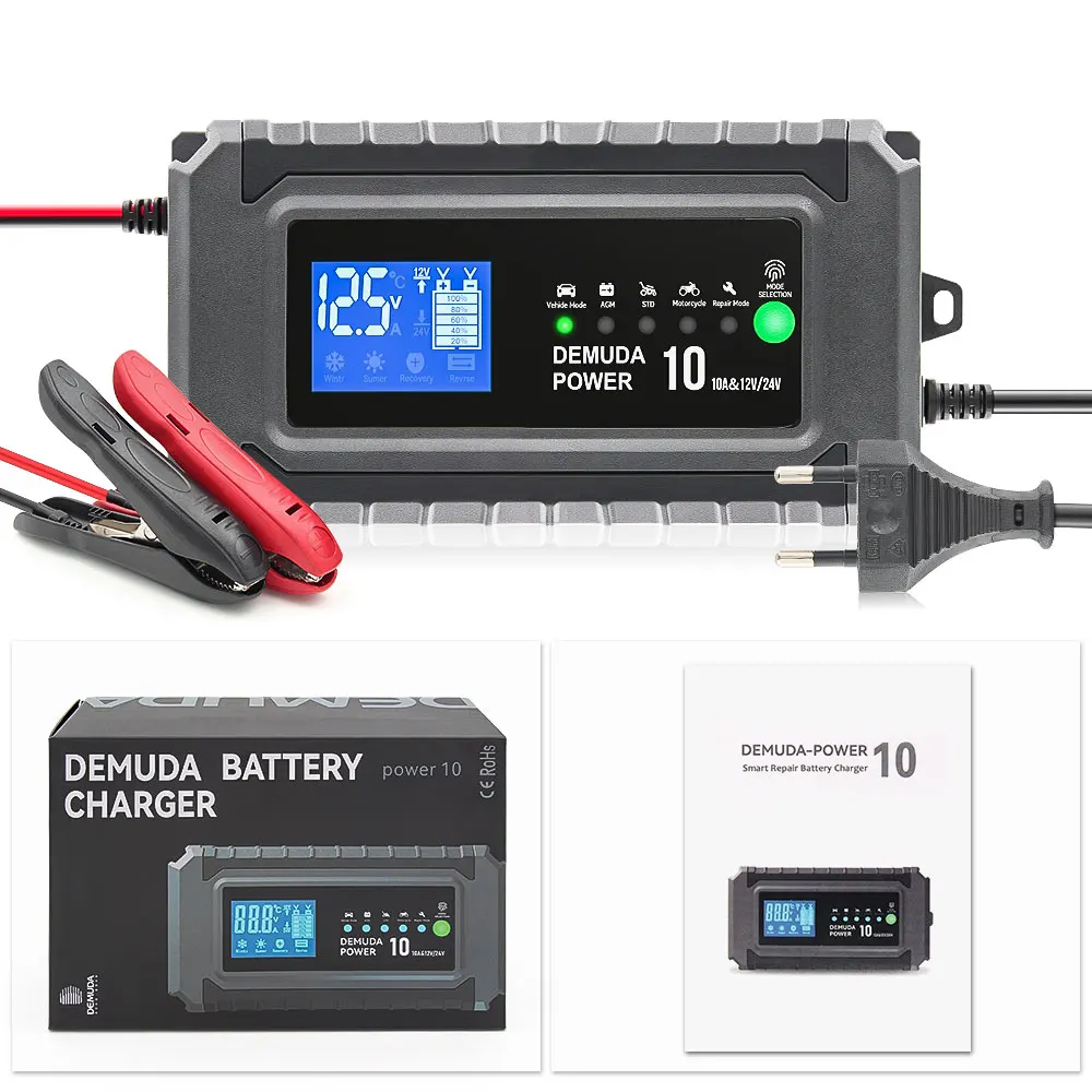 12v 24v Dc10 10a Power Universal Car Battery Charger Battery Maintainer