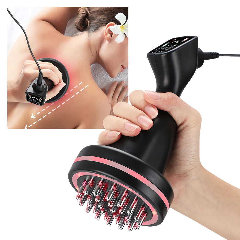 Handheld Electric Guasha Whole Body Scraping Massager Micro Current Hyperthermia Vibration Meridian Brush
