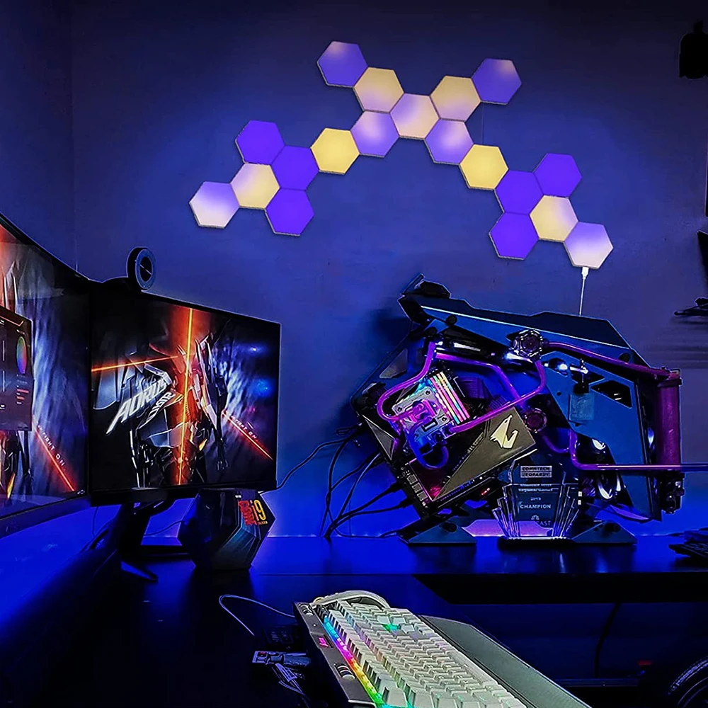 RGB Light Led Hexagonal Lamps Modular Sensitive Lighting DIY Creative Decoration Wall Lamp Led Night Light