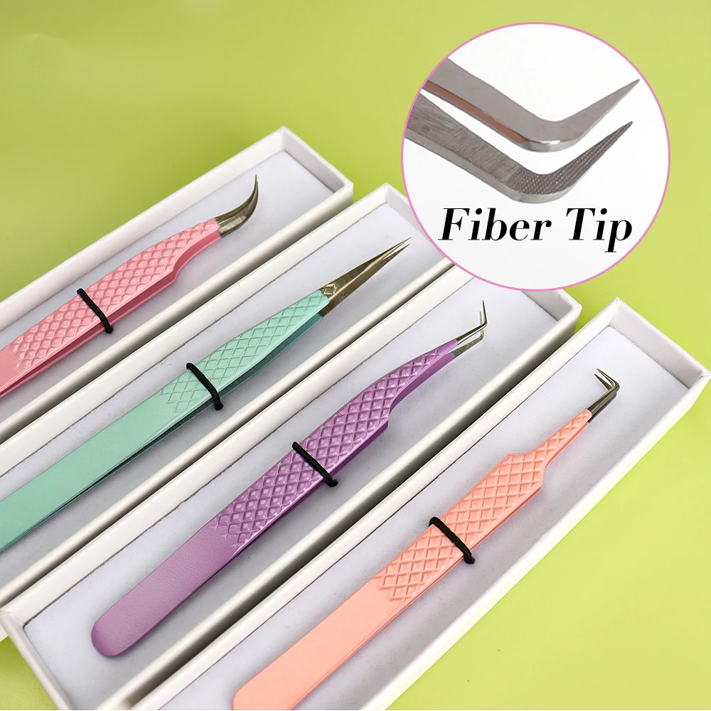 Volume Eyelash Tweezers Fiber Tips Lash Grafting Nano Grip Tweezers