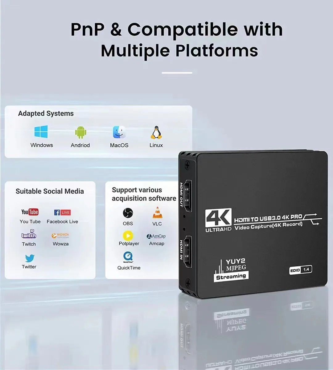 Yuy2 4k 30hz Capture Recording Usb3.0 Capture Card 60fps 4k Hdmi Loop