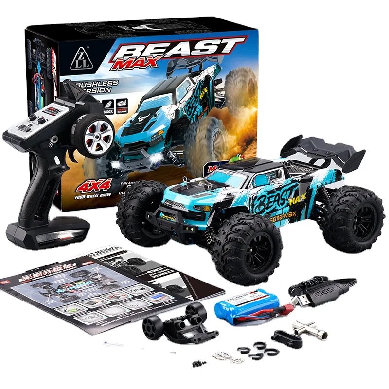 2025 Hot Sale 1:16 Remote Control Cars 4wd off Road Toys Gyro Light  High Speed Brushless RC Car for Kids Charger Included