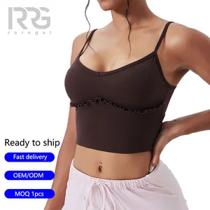 Roregal Summer Sports Running Fitness Tops Thin Straps Cross Back Yoga Fitness tank Top for Women