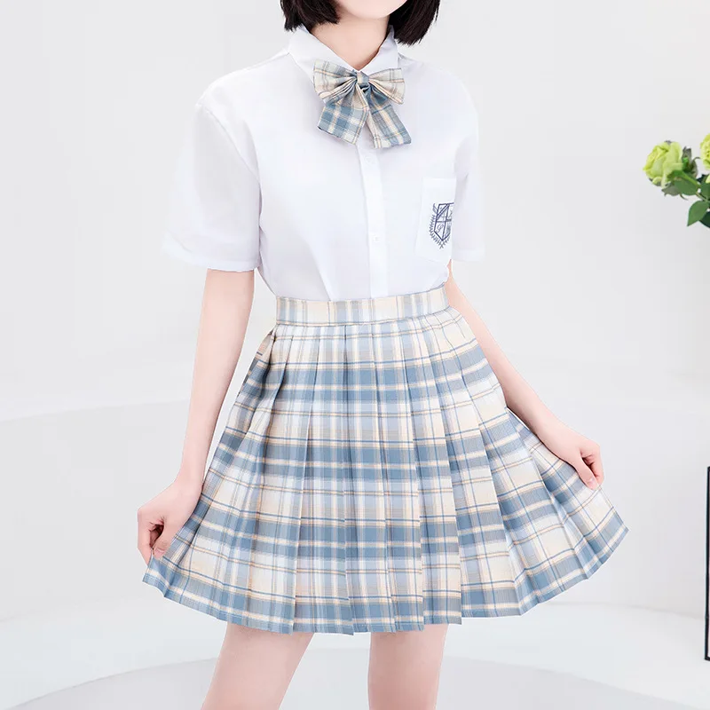 Harajuku japonês conjunto de três peças xadrez mini saia feminina uniformes  escolares saia a linha doce cintura alta mulher kawaii ternos & conjuntos -  AliExpress