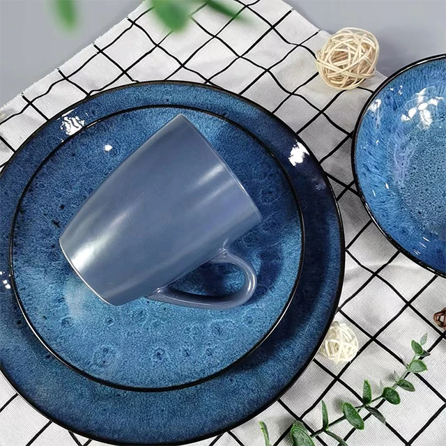 Обеденный сервиз с реактивной глазурью в скандинавском стиле, керамический бестселлер. 