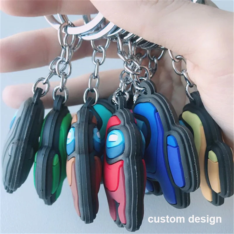 No Moq Free Samples 2d Soft Pvc Silicone Rubber Key Chain Ring With