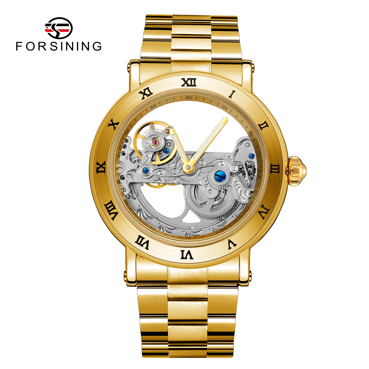FORSINING-Montre-bracelet mécanique dorée pour homme, montres de luxe,  modules, livraison directe, produits les plus connus, 2021