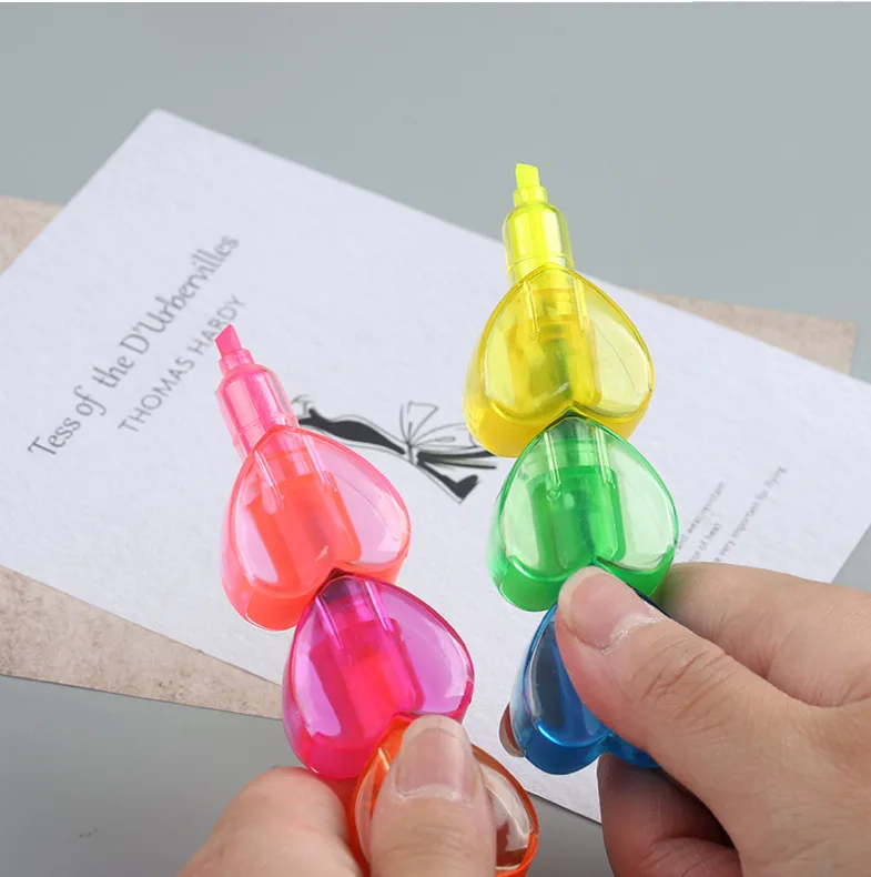 Pastel Colors Heart For Children's Painting Highlighters Pen Multi