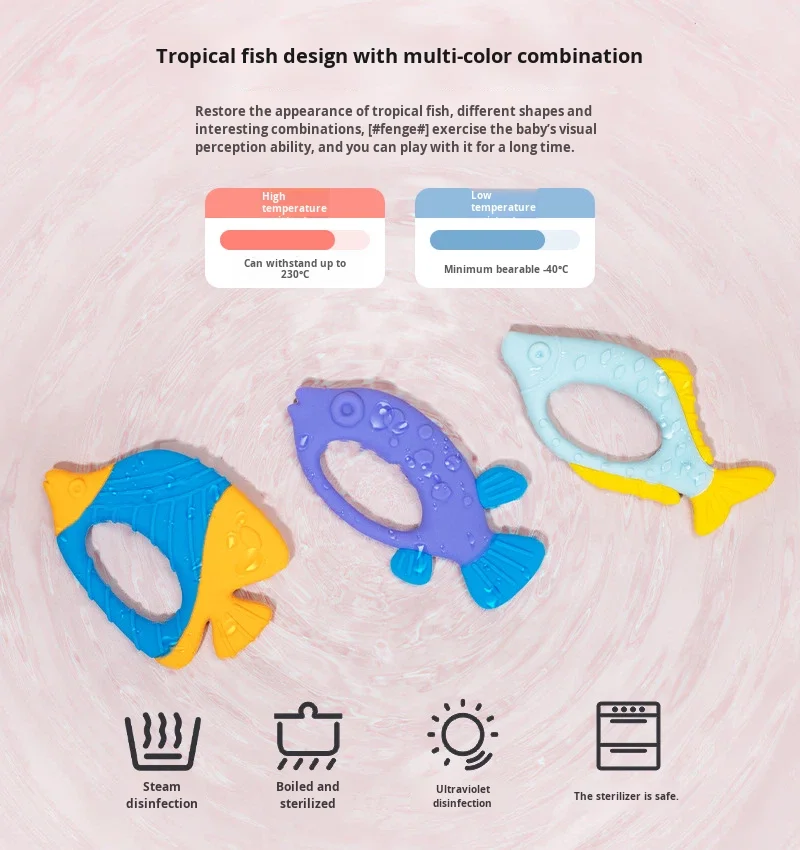 Fish Shaped Baby Food Grade Soft Silicone Soothing Chew Toy Suitable for Teething Babies to Grind Their Teeth details
