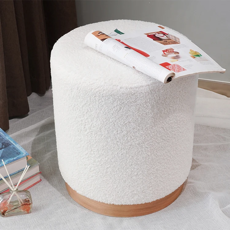 HStex Velvet Stool Tufted Soft Ottoman Round Stool Pouffe Ottoman Footstool Chair Foot Stool Pouf