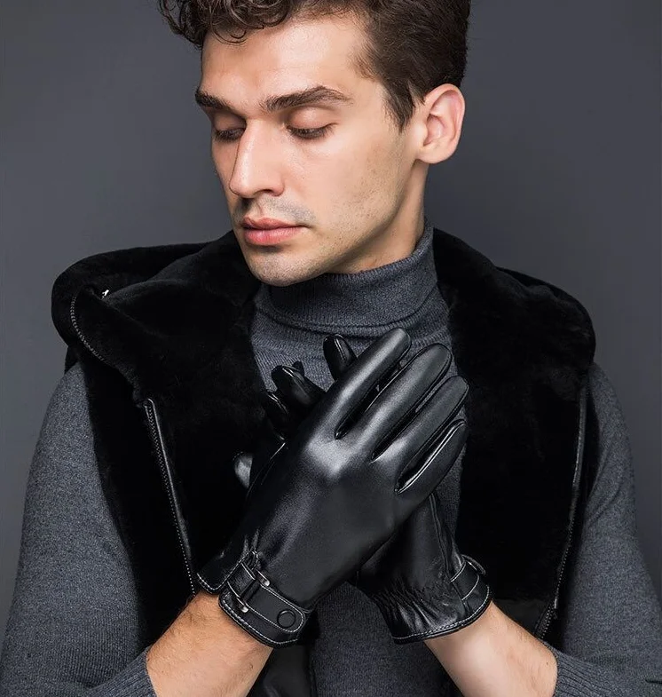 Готовые к отправке кожаные перчатки для сенсорного экрана, модные велосипедные перчатки, уличные теплые велосипедные спортивные утолщенные перчатки